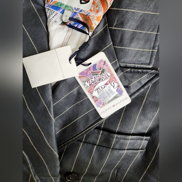 RARE! NWT Tommy Hilfiger x Zendaya Pinstripe Coated Denim Long Trench Coat Sz 8 - Picture 8 of 16